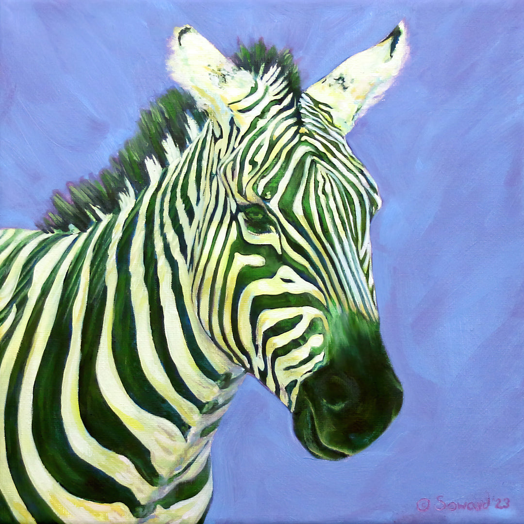 Lemon Grass, Zebra, Original Oil Painting