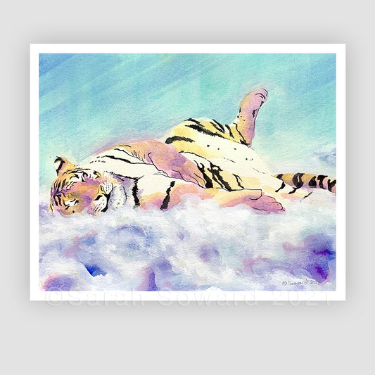 Snoozing Tiger, Open Edition Print